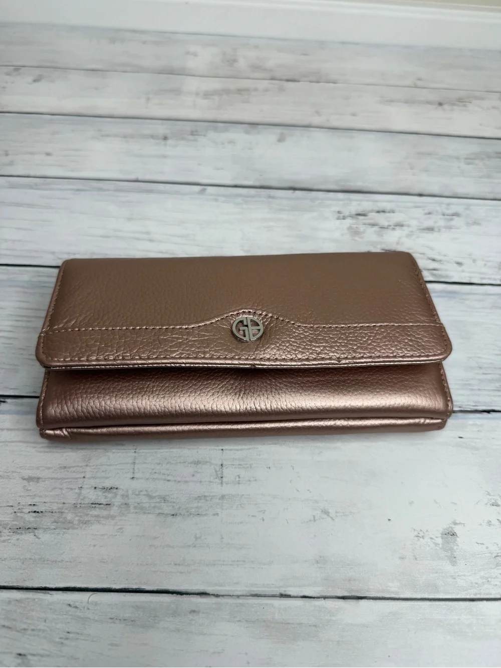 GB Metallic Rose Gold Fold-Over Wallet